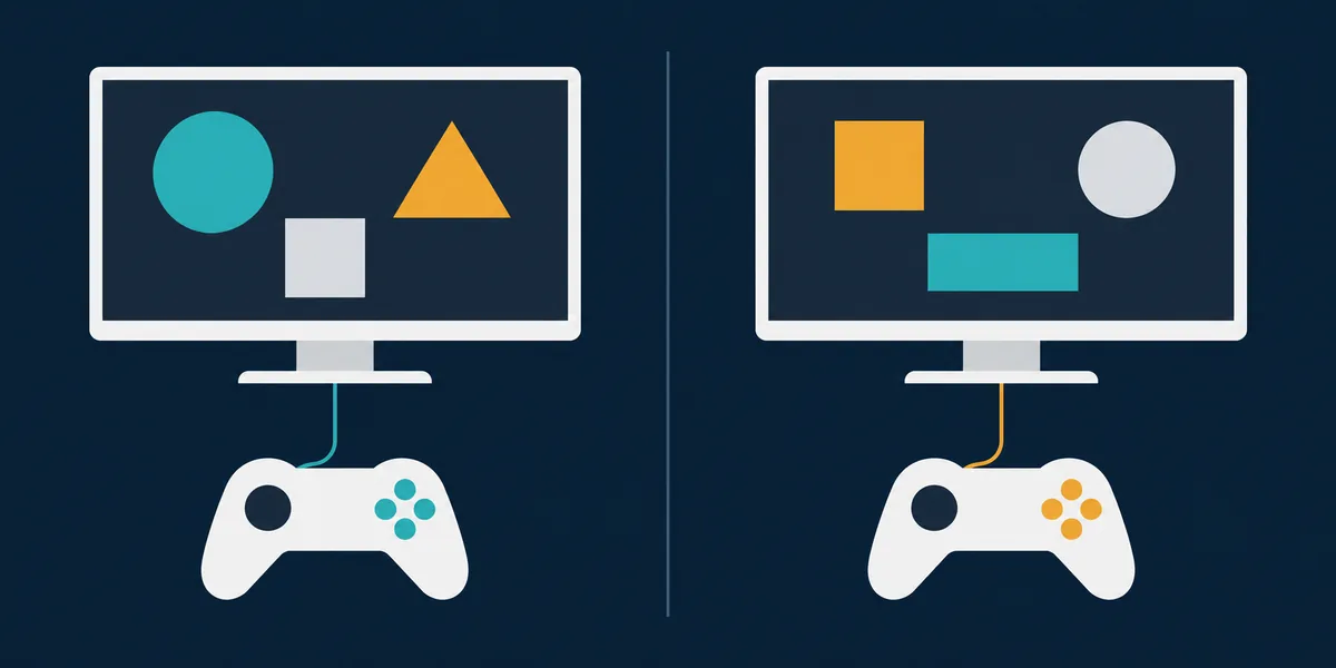 Editorial controller and keyboard input separation diagram for two Core Keeper instances